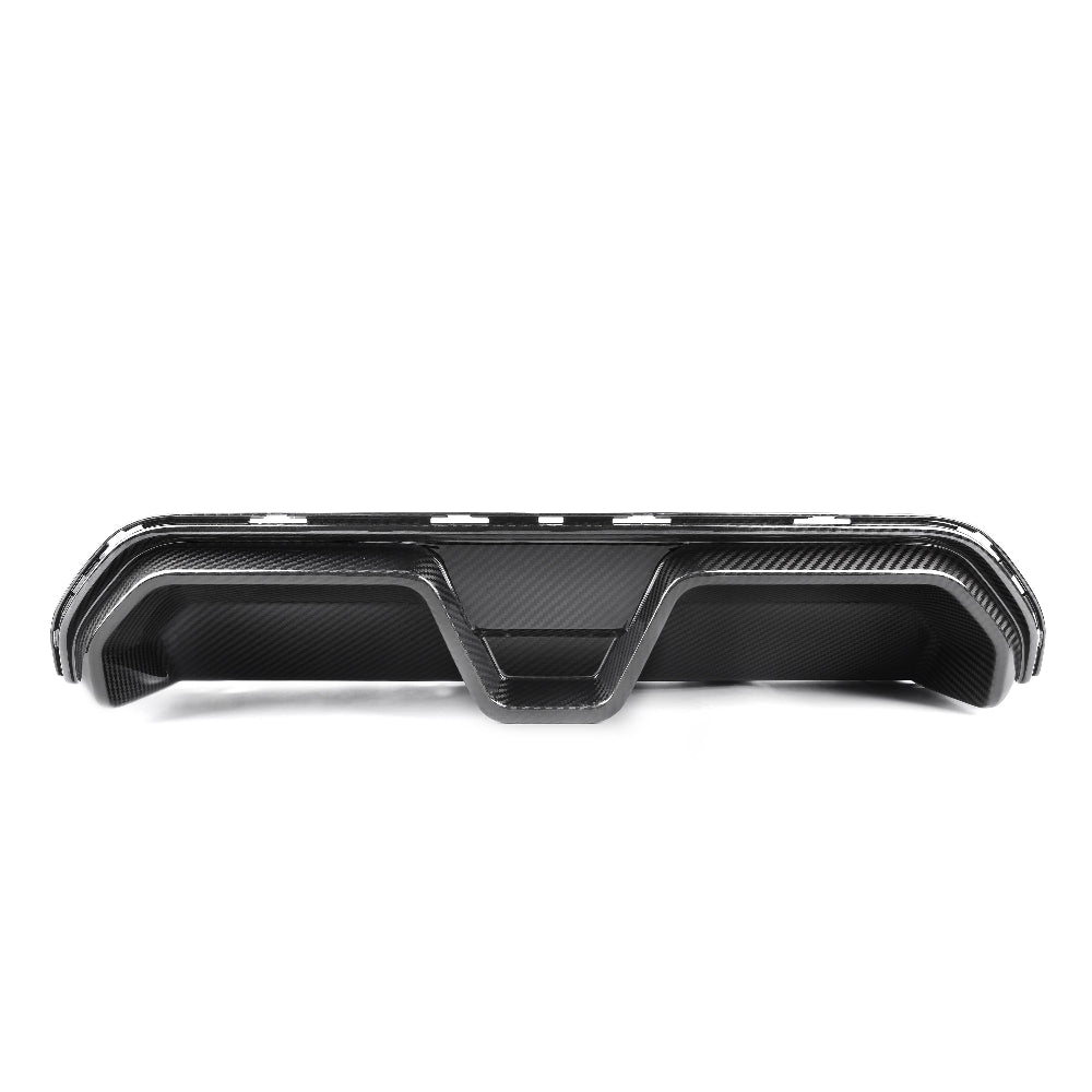 BMW M5 F90 2018-2024 CT Carbon pre-preg carbon fiber diffuser with V3 design, showcasing sleek aerodynamic styling.