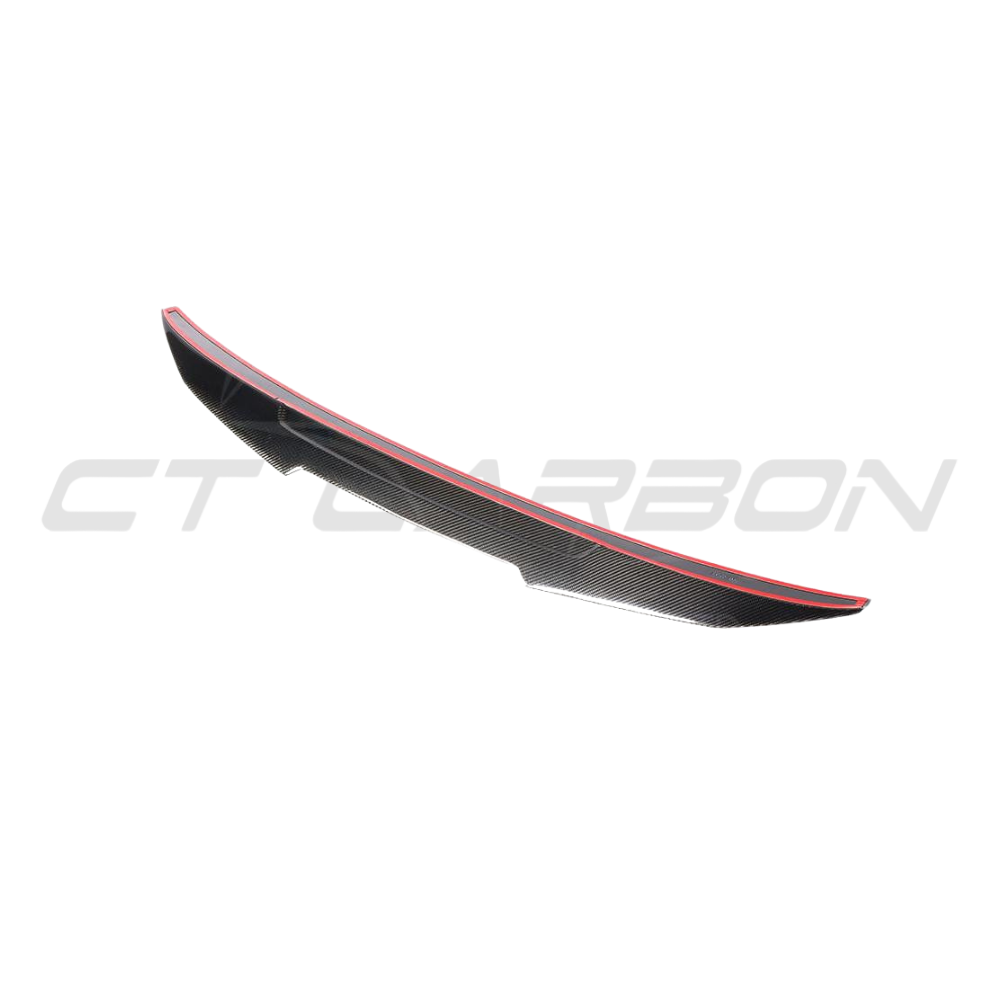 BMW G30 5 Series carbon fibre kit by CT Carbon, featuring a carbon fibre spoiler ducktail style on a black BMW G30 5 Series.