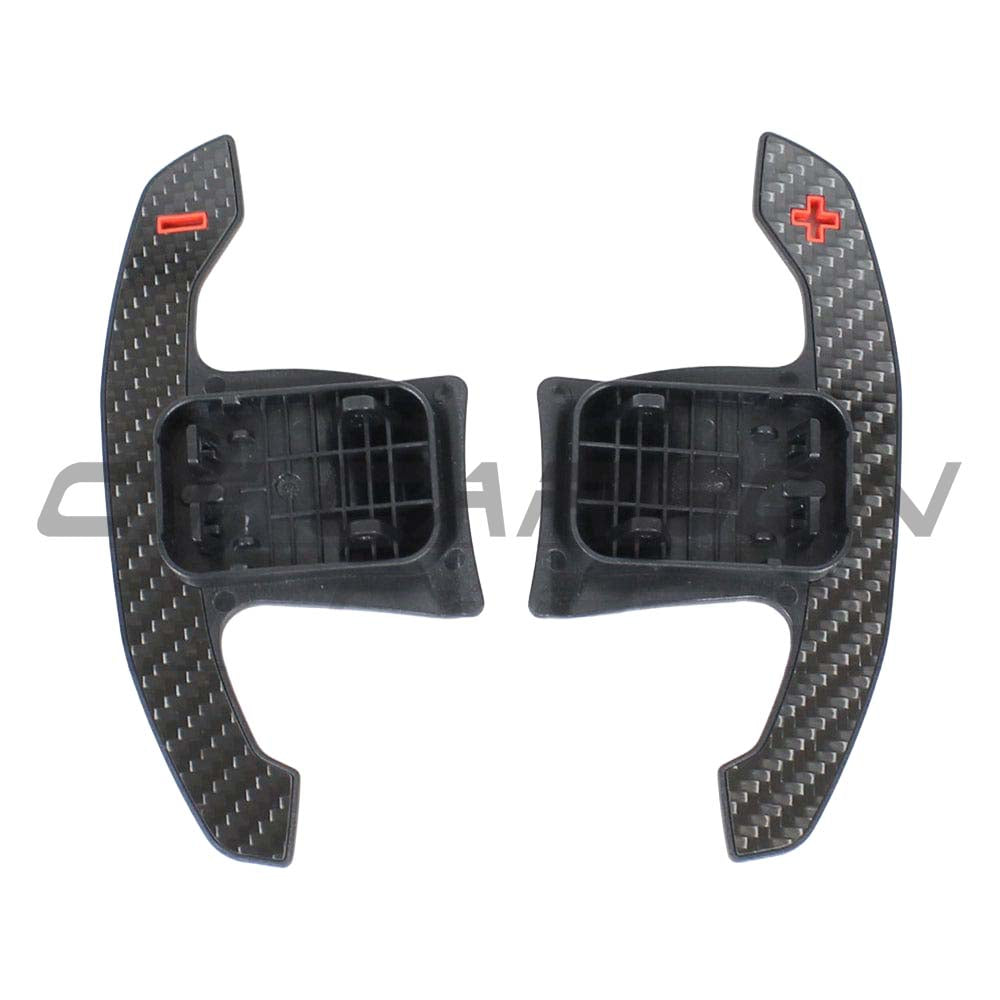 BMW Mini Fxx Gxx carbon fiber shifter paddles by CT Carbon, sleek lightweight racing style for enhanced driving experience.