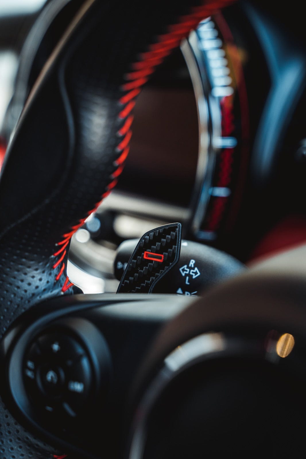 BMW Mini Fxx Gxx Carbon Fibre Shifter Paddles by CT Carbon, showcasing sleek black carbon fiber surface and ergonomic design.