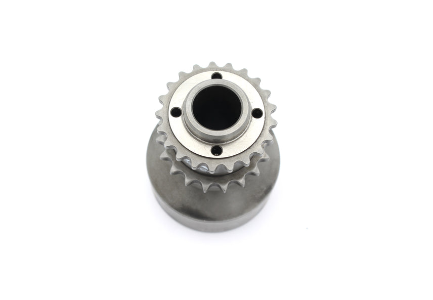 MMX Performance crank hub with 4 pinned single-piece upgrade for BMW S55 and N55 engine parts, shown in metal finish.