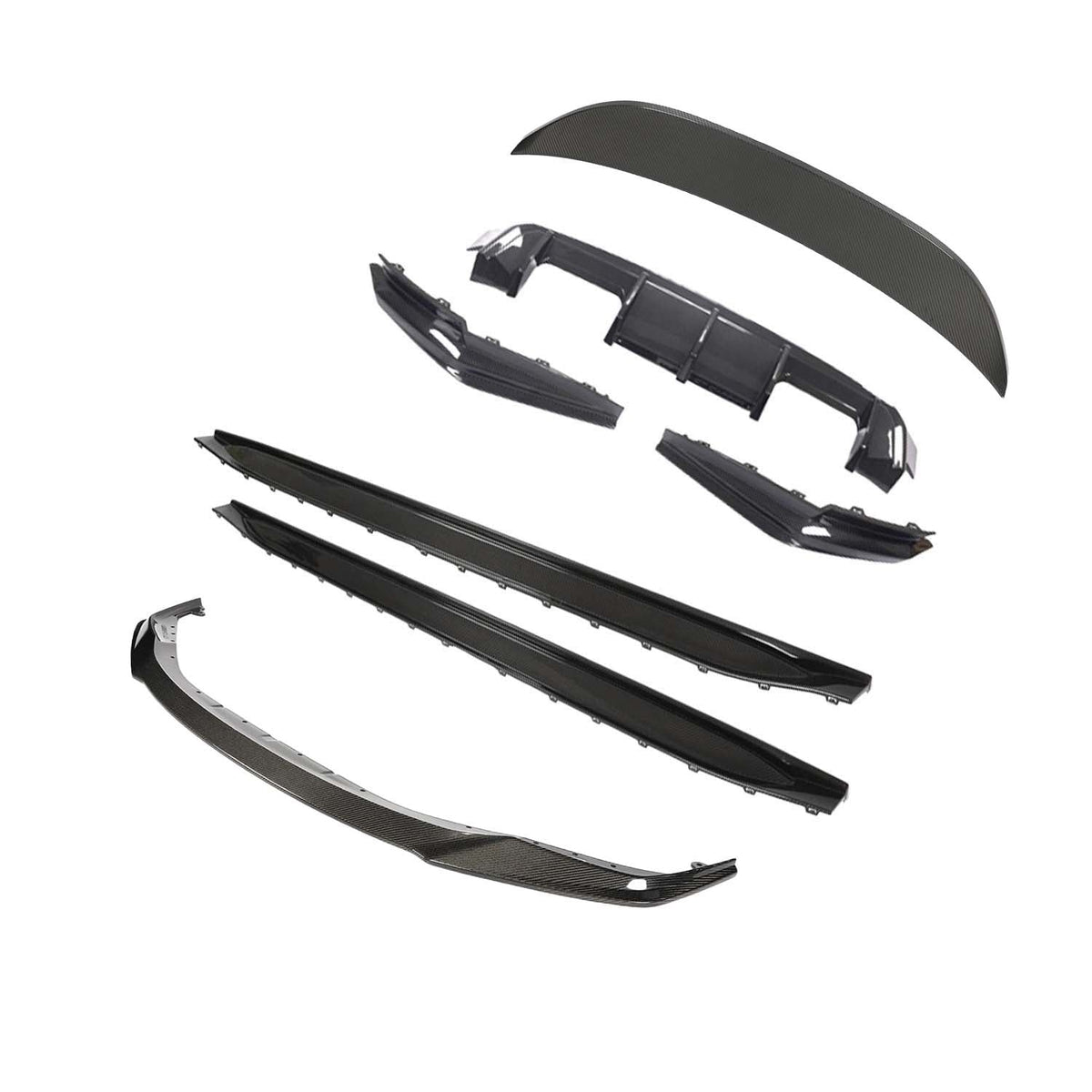 BMW G80 M3 full carbon fiber kit by CT Carbon, showcasing the sleek carbon fiber splitter and aerodynamic components.