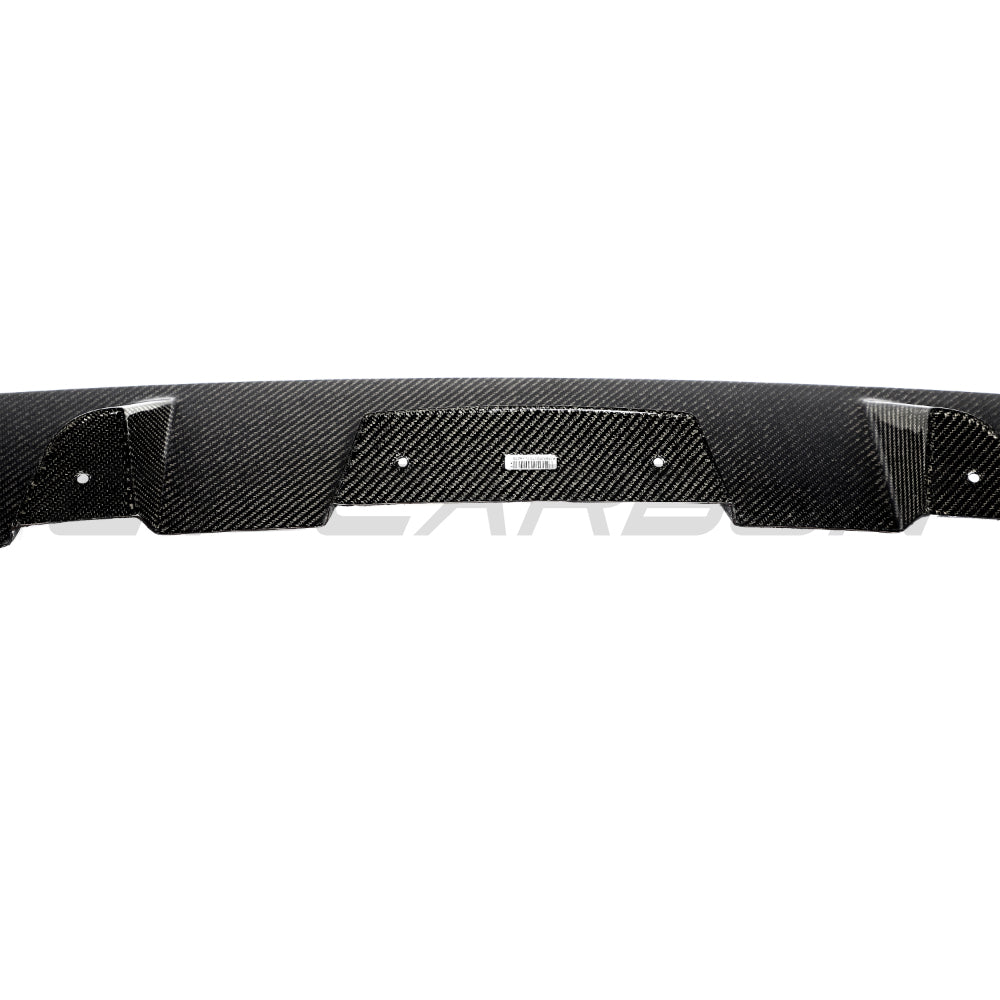 BMW G05 X5 LCI 2023+ CT Carbon V2 carbon fibre splitter installed on front bumper, showcasing sleek aerodynamic design.