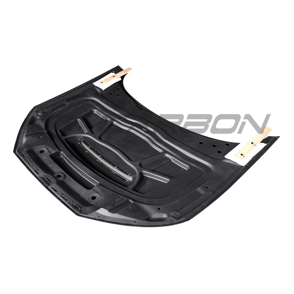 Carbon fiber bonnet for Audi A4/S4/RS4 B9/B9.5 2016-2024, designed by CT Carbon, showing the sleek textured surface.