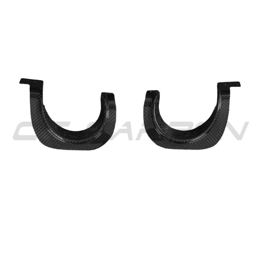 CT Carbon Toyota Supra A90 2019+ carbon fiber diffuser exhaust trim cover, showcasing sleek black finish and textured surface.