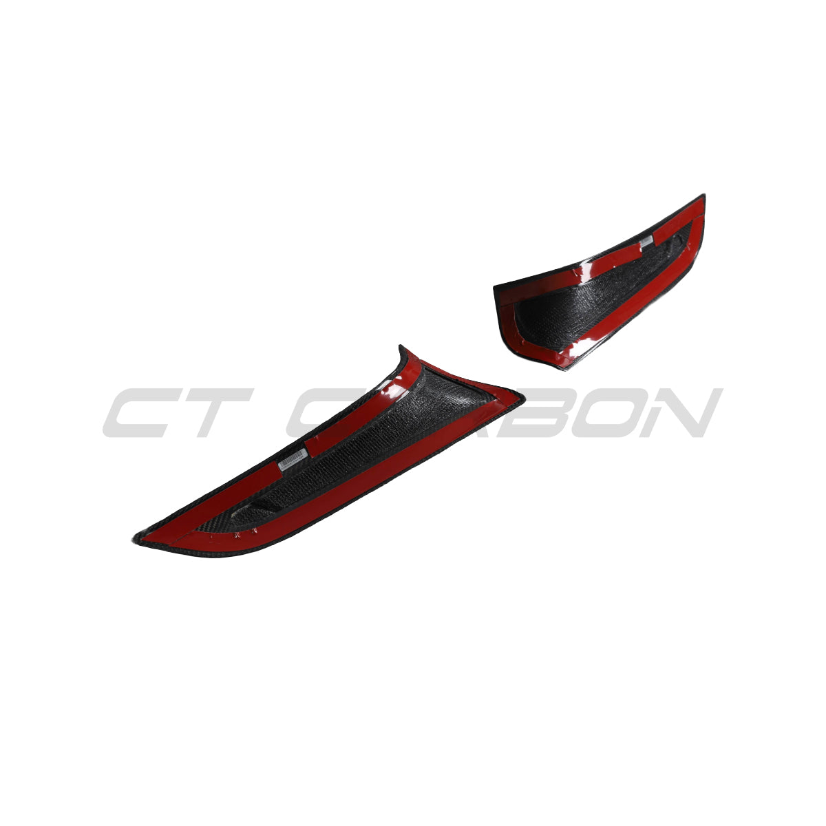 Carbon fiber front bumper vent trim for Toyota Supra 2019+ A90 by CT Carbon, showing detailed close-up of the sleek design.
