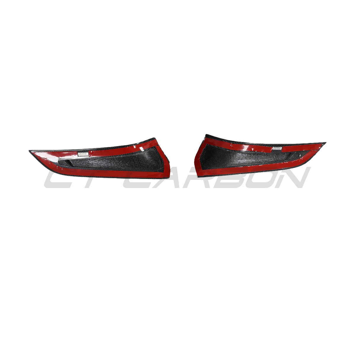 Carbon fiber front bumper vent trim for Toyota Supra 2019+ A90 by CT Carbon, shown on the vehicle's front bumper.