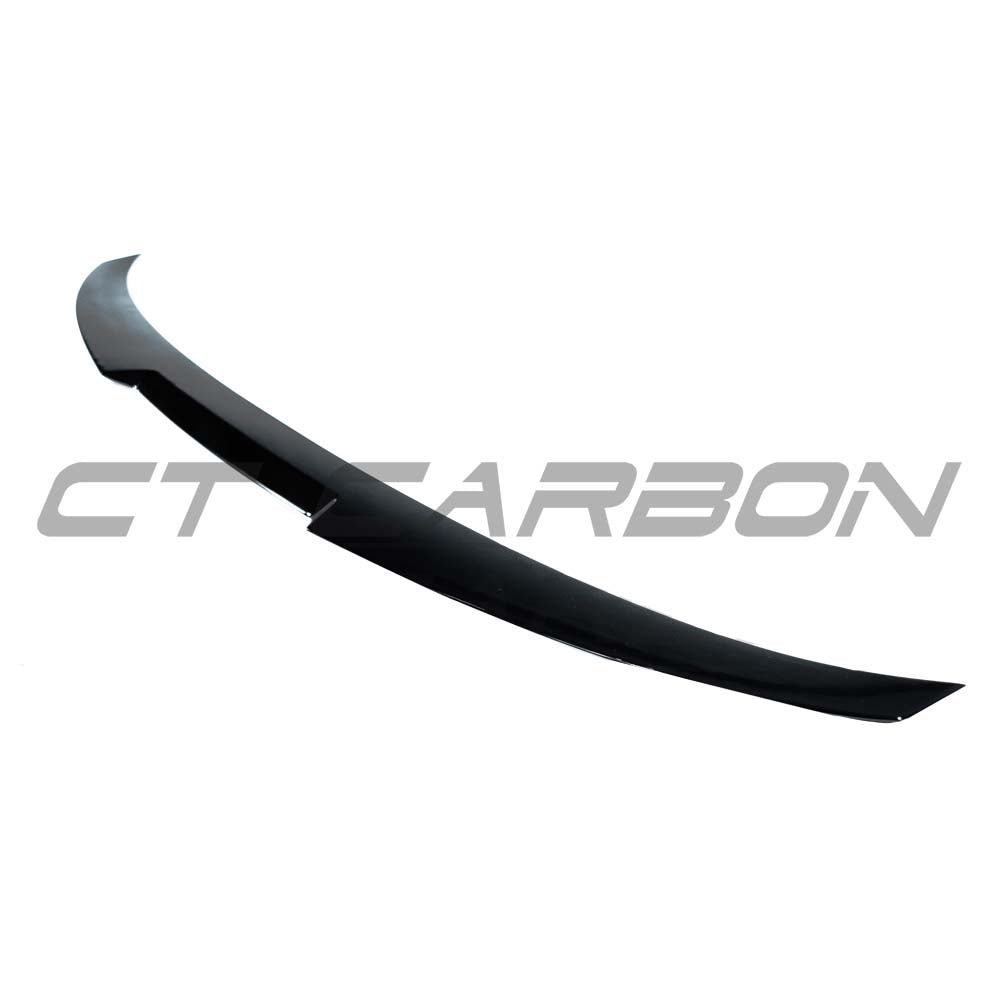 BMW 4 Series F32 gloss black spoiler by CT Carbon, sleek aerodynamic car accessory on a white background.