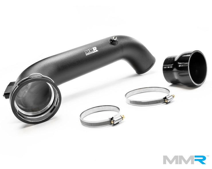 MMX Performance BMW 135i 335i N55 chargepipe kit with hoses for E8x/E9x models, showcasing the upgraded intercooler piping system.