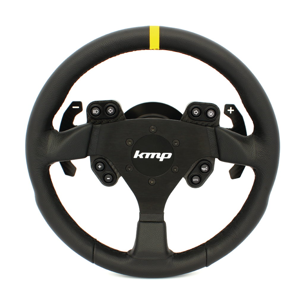 KMP Drivetrain Clubsport Nürburgring steering wheel for BMW E9X M3, sporty black racing wheel with textured grip and branding