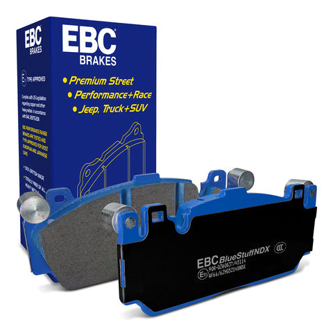 EBC Front Bluestuff Brake Pads DP52148NDX pair for BMW M2 F87, M5 F10, M6 F12/F13 calipers, high-performance brake pads.