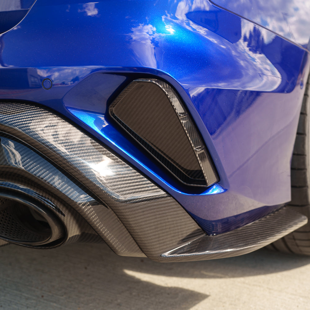 CT Carbon Audi RS3 8Y 2025+ carbon fiber rear reflector delete accessory, showcasing sleek black finish and precise fit.