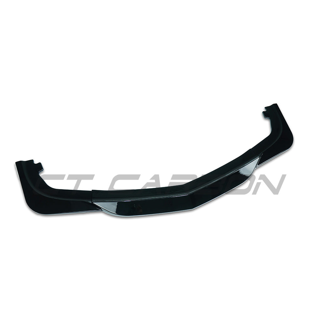 Mercedes Benz W204 C63 2012-2014 CT Carbon gloss black front splitter installed on the vehicle.