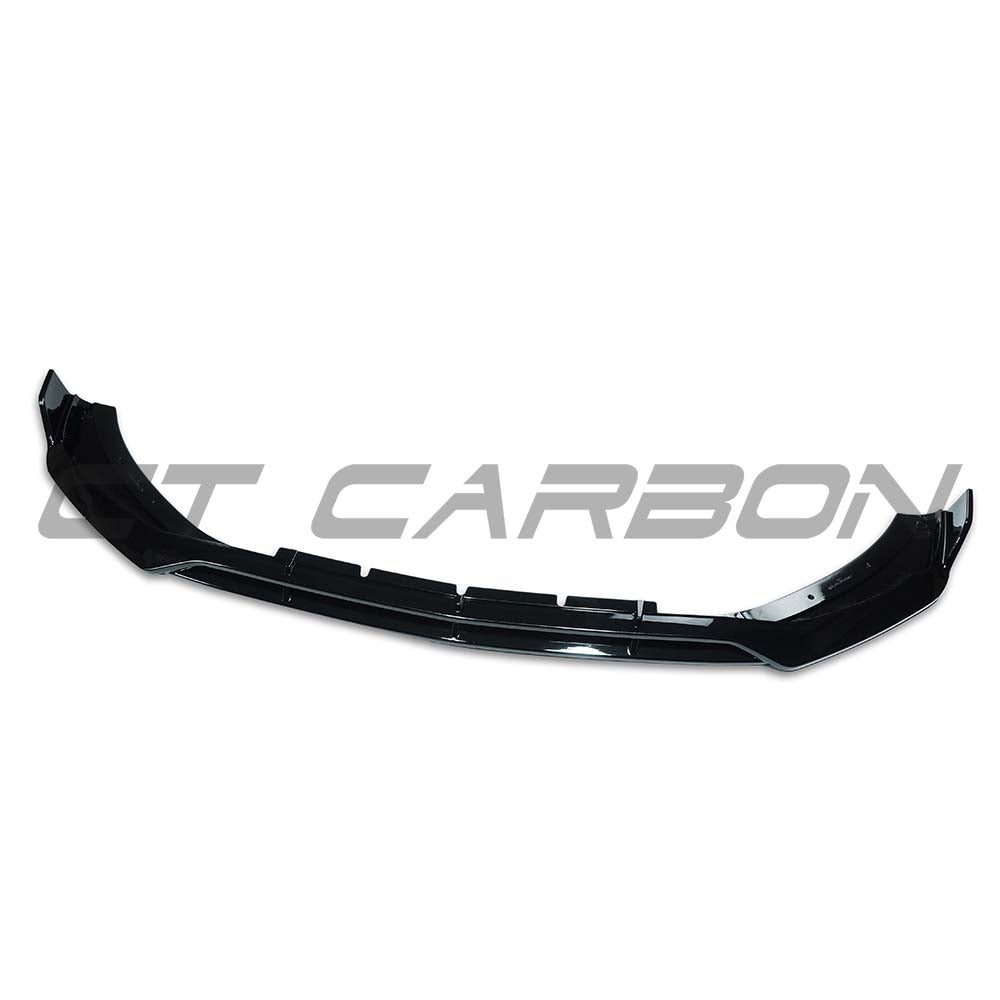 Gloss black front splitter for Mercedes C-Class W206 2021+ by CT Carbon, showing the sleek aerodynamic design.