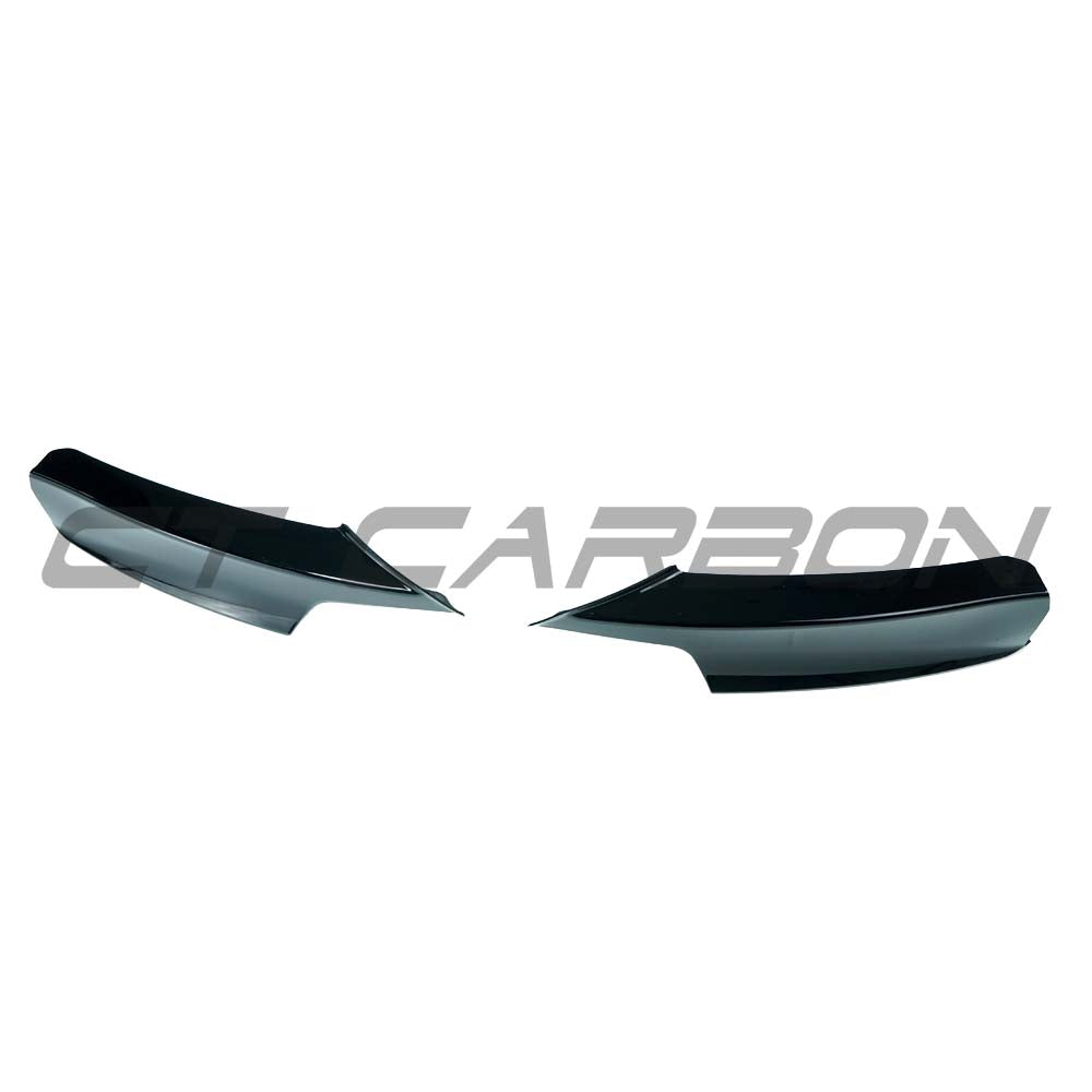 BMW 3 Series F30/F31 splitter corners V1 by CT Carbon, close-up of black aerodynamic car splitter accessory.