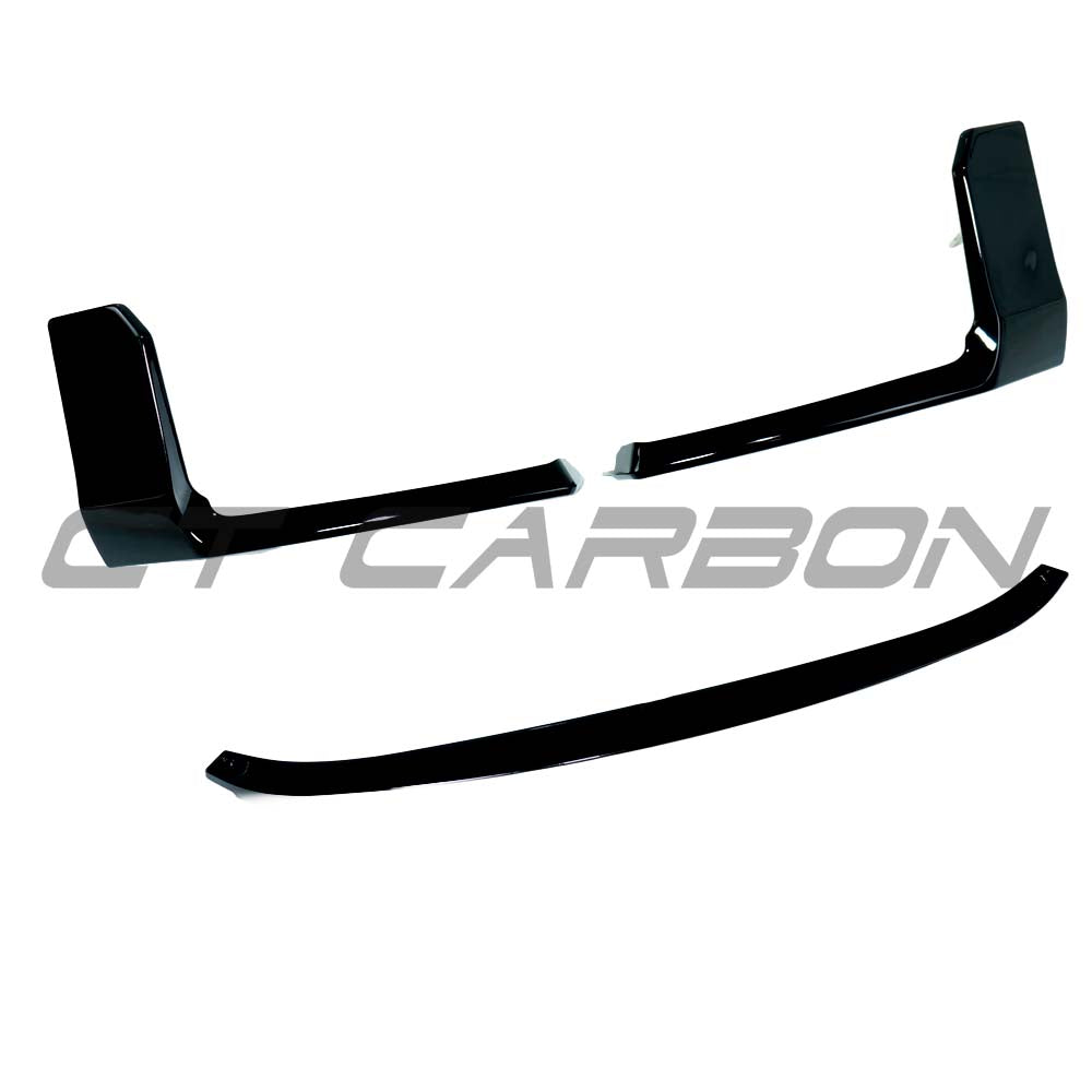 BMW G87 M2 2023 CT Carbon gloss black splitter installed on front bumper, showcasing a sleek, aerodynamic design.
