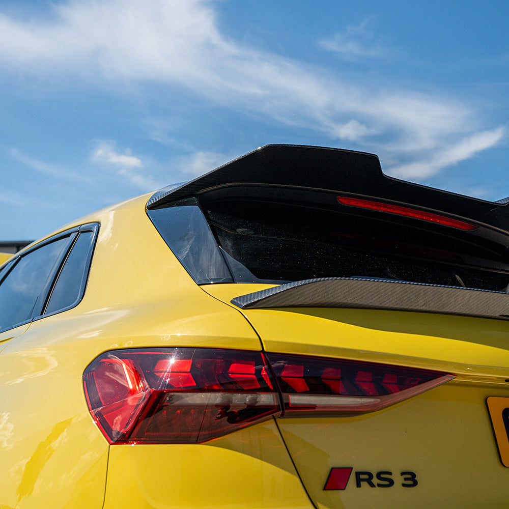 Full view of the CT Carbon RS3 8Y 2025+ facelift sportback kit with full carbon fiber body components and aerodynamic design.