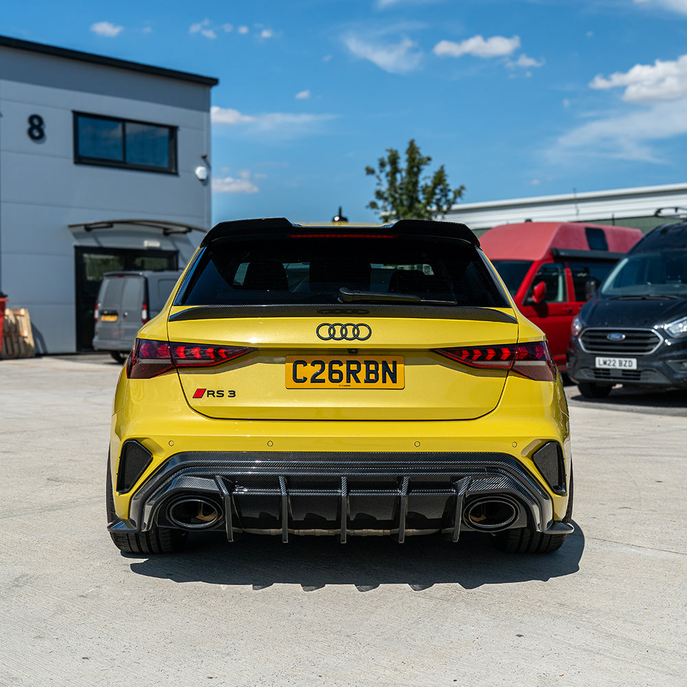 Audi RS3 8Y 2025+ Facelift Sportback full carbon fibre kit by CT Design V2, showcasing lightweight, high-performance car accessories.