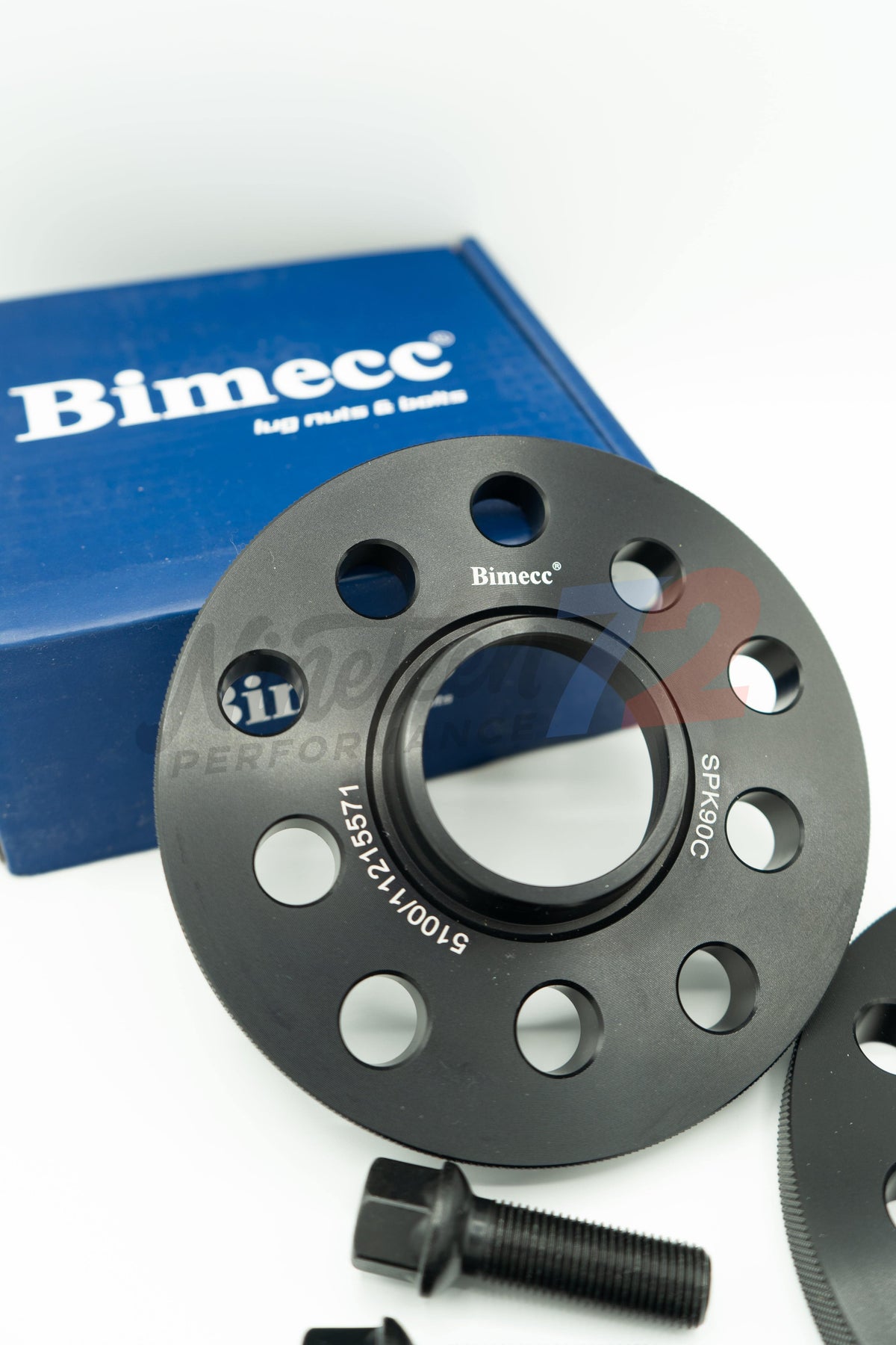 Bimecc wheel spacer kit for Mercedes E-Class E43 E53 E63 2017+ showing metal spacers and installation hardware on a white background.
