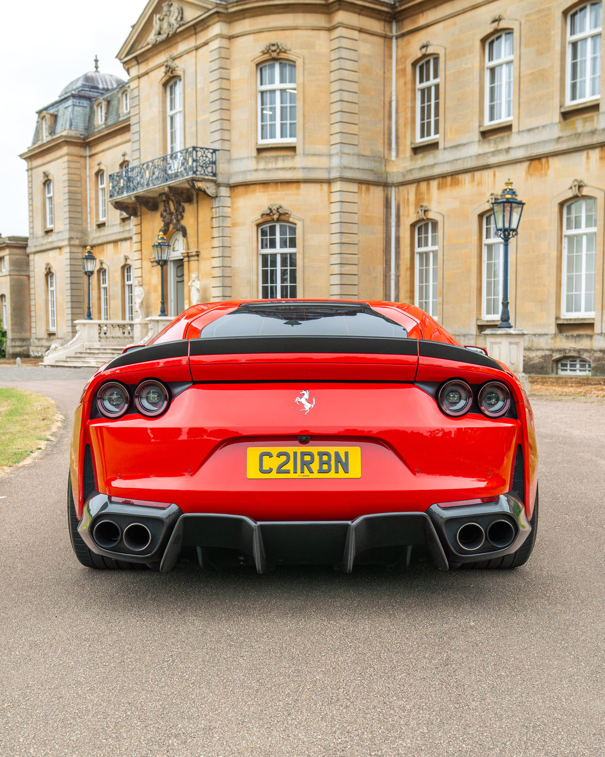 CT Carbon Ferrari 812 Superfast Carbon Fibre Kit V1, detailed close-up of carbon fibre components on the sports car.