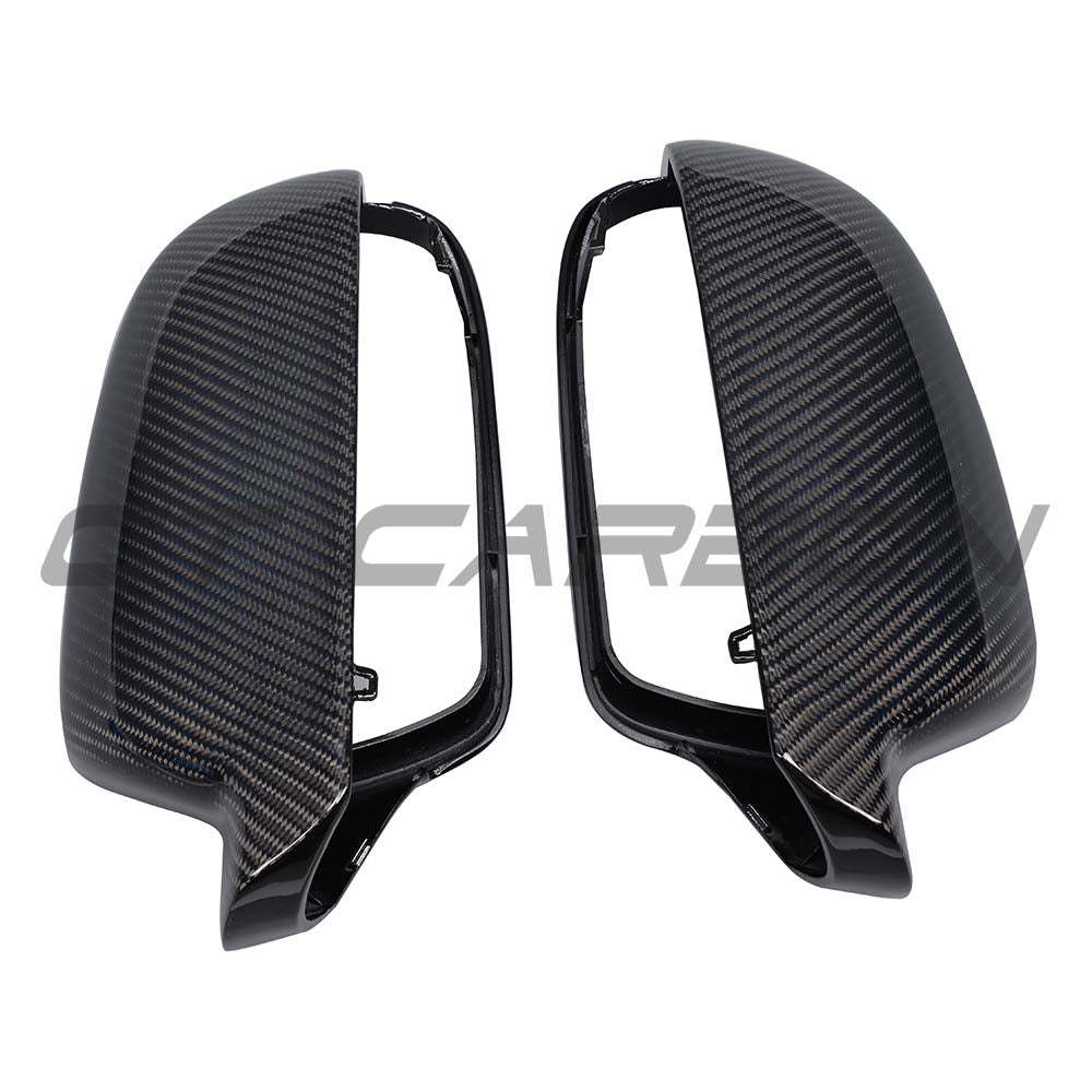 Carbon fibre side mirror covers for Audi A4, S4, A5, S5 B8.5 2012-2016 by CT Carbon, shown on vehicle.