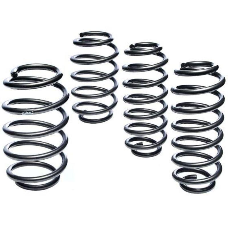 Eibach BMW M135i M140i M235i M240i Pro Kit lowering springs installed on a vehicle, showing the coil spring details.