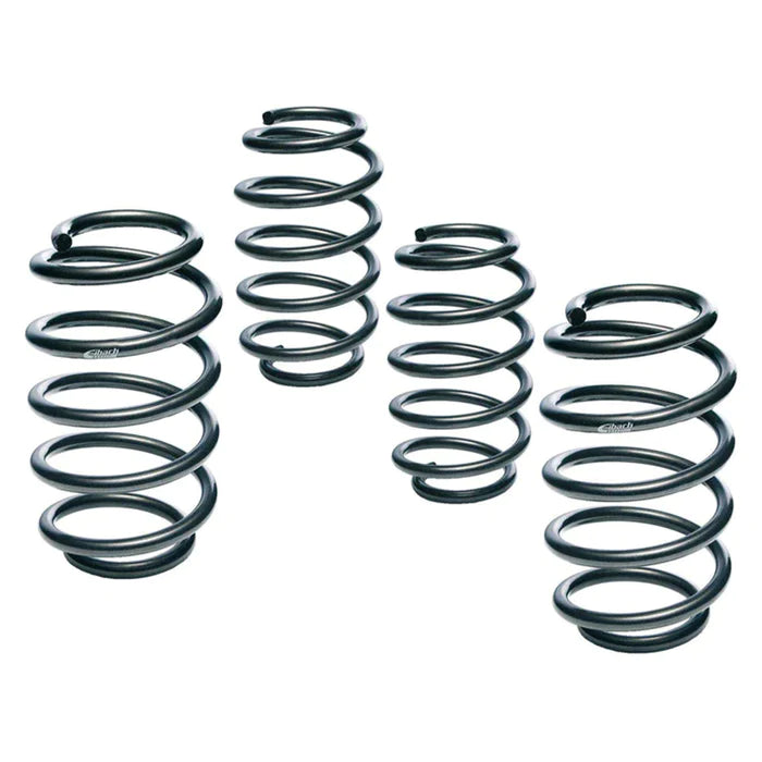 Eibach BMW M3 G80 Pro Kit lowering springs installed on the vehicle, showcasing the suspension upgrade and spring design.