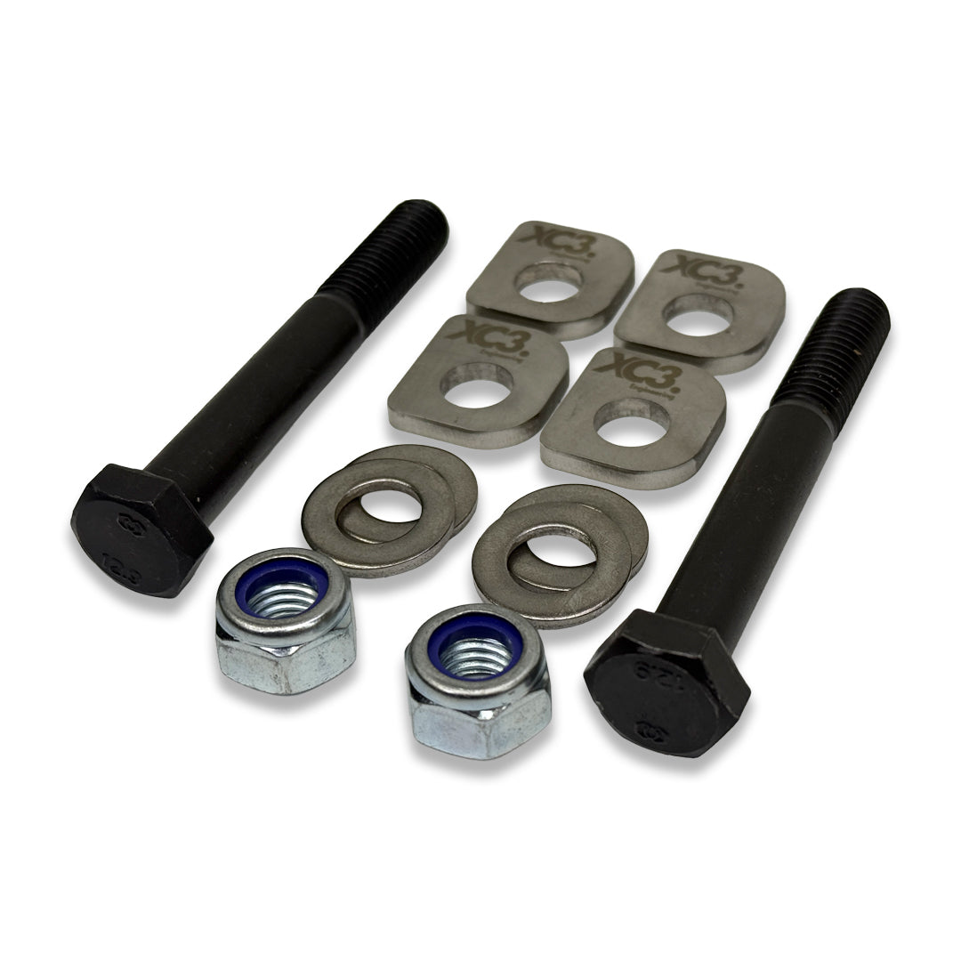 BMW M2, M3, M4 F8X G8X rear toe lockout shims kit by XC3 Engineering for suspension and alignment tuning.
