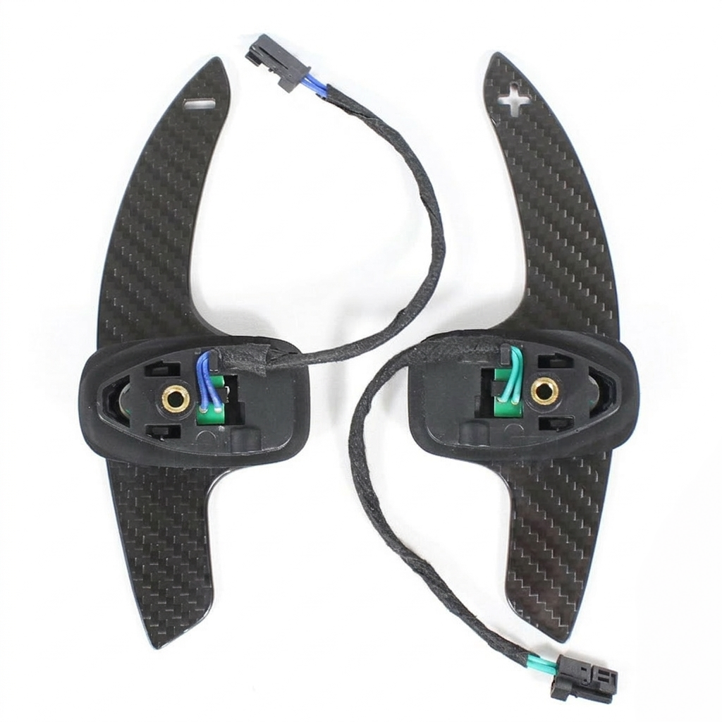 CT Carbon Mercedes AMG carbon fiber shifter paddles for car accessories, showcasing sleek black finish and aerodynamic design.
