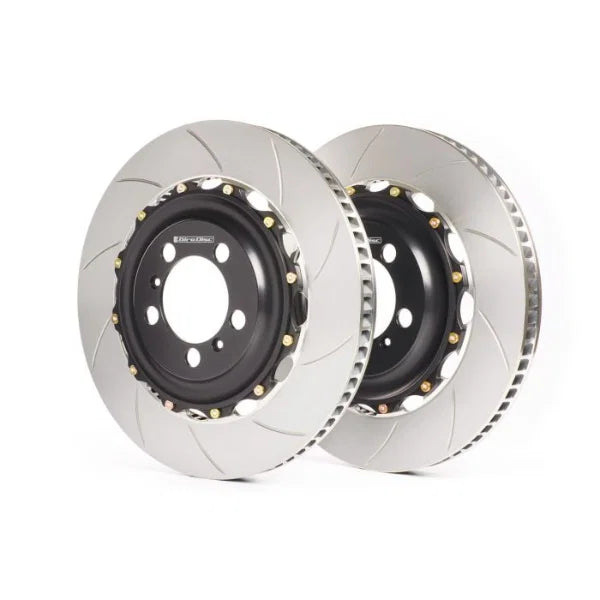 Girodisc 2-piece front brake discs for BMW M3 E92, high-performance brake rotors with vented and slotted design.