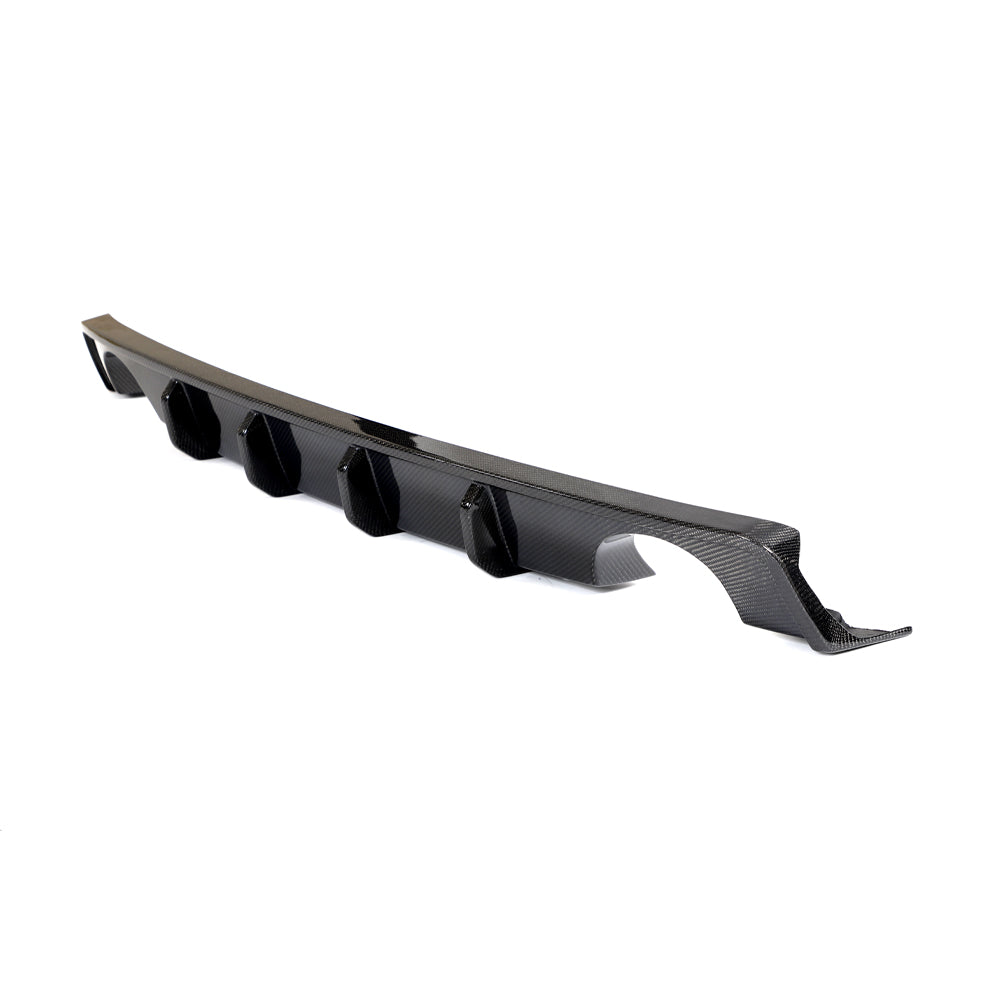 Hyundai i30N carbon fibre diffuser splitter by CT Design, pre-facelift model, showcasing sleek carbon fiber finish and aerodynamic design.
