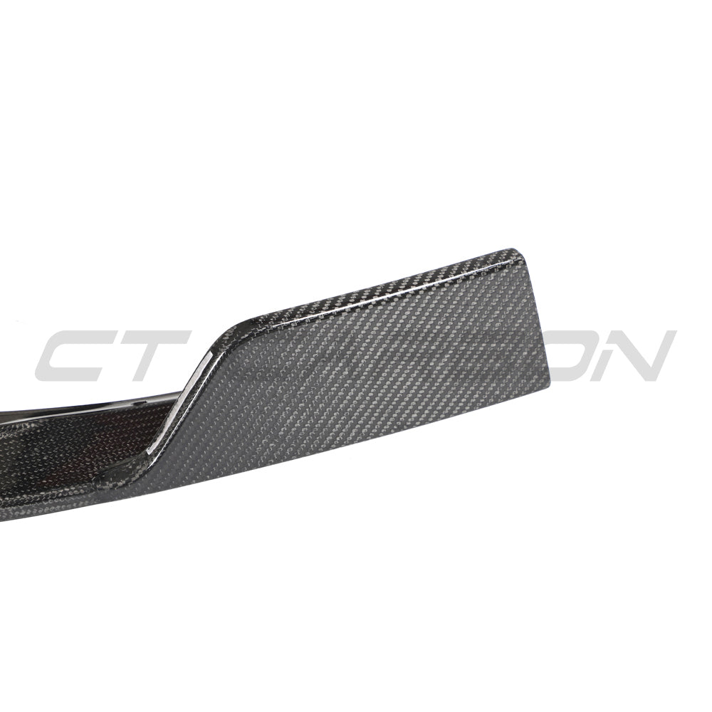 Hyundai i30N front carbon fiber splitter by CT Design, showcasing the sleek, lightweight aerodynamic enhancement for the facelift model.