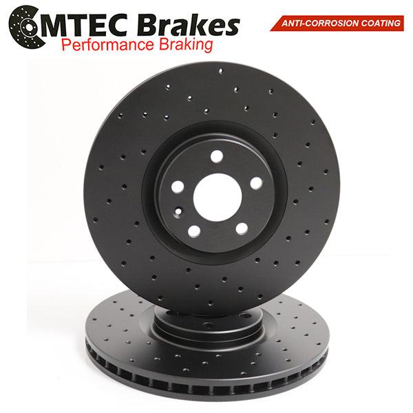 MTEC black protective coating on brake discs showing a close-up of the coated surface and disc edges.