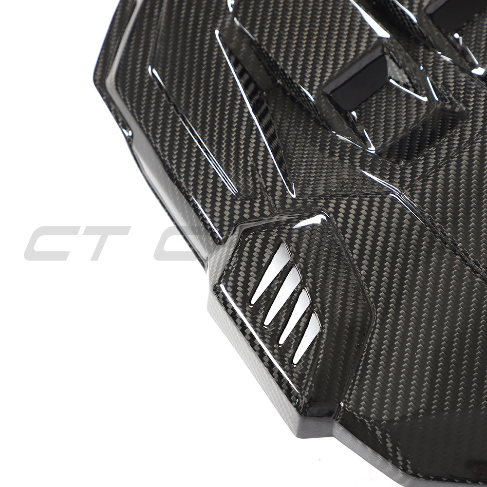 CT Carbon VW Golf MK8 2020+ GTI carbon fibre engine cover for car accessories, showcasing sleek black textured finish.