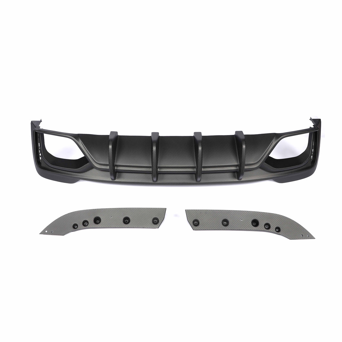 Audi RS6 C8 full matte carbon fibre kit by CT Carbon, featuring sleek, textured carbon fibre components on a luxury car.