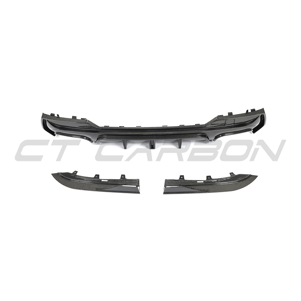 BMW G22 G23 4 Series 2020-2024 pre-LCI quad tip carbon fiber diffuser by CT Carbon, showing sleek aerodynamic design and finish.