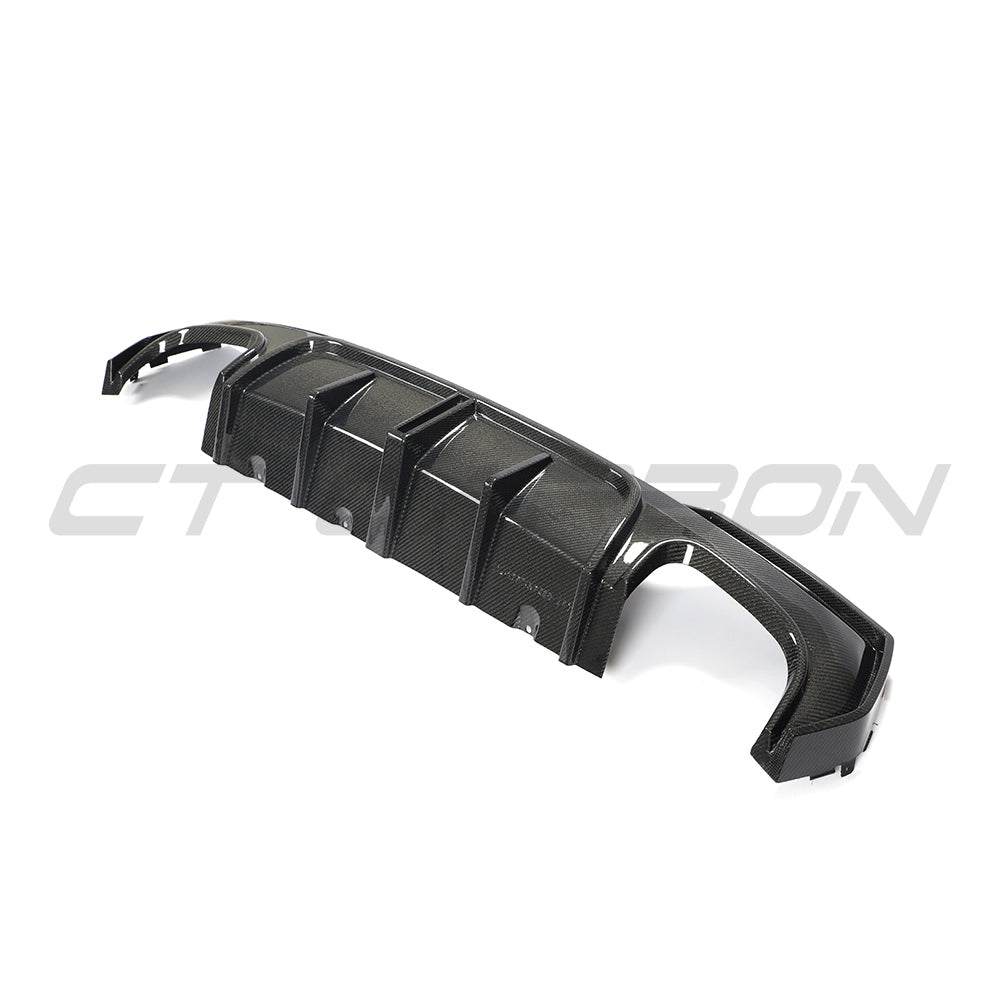 BMW G22 G23 4 Series 2020-2024 V2 Carbon Fibre Diffuser with Quad Tips by CT Carbon, showcasing the sleek, aerodynamic design.