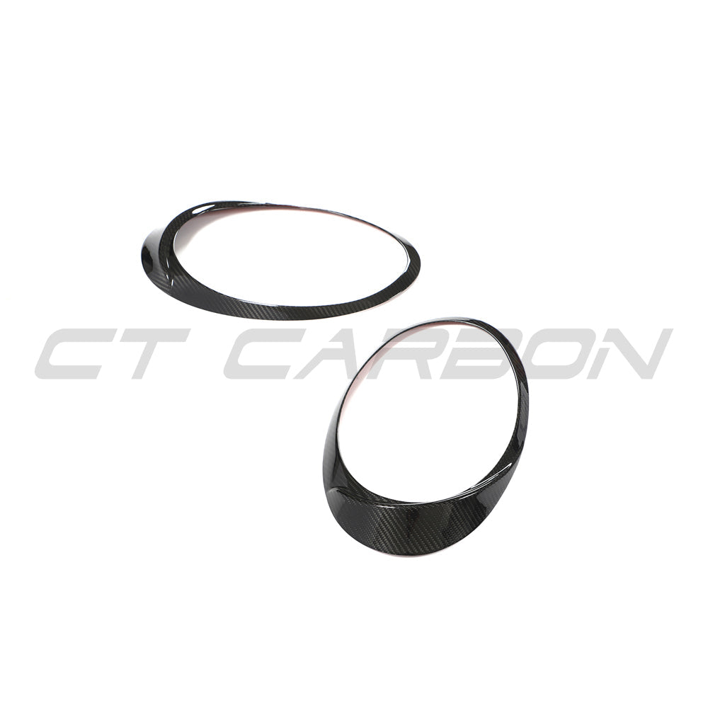 CT Carbon carbon fibre headlight eyebrows for Porsche 991 911 2012-2021, car accessory, sleek black design for enhanced style.