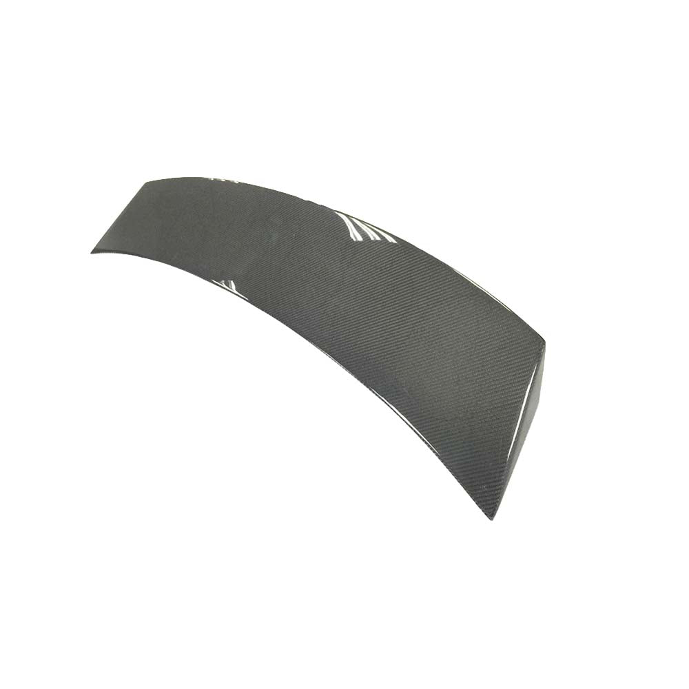 CT Carbon Audi TT/TTS MK3 carbon fibre spoiler mounted on the car, showcasing a sleek, aerodynamic design.