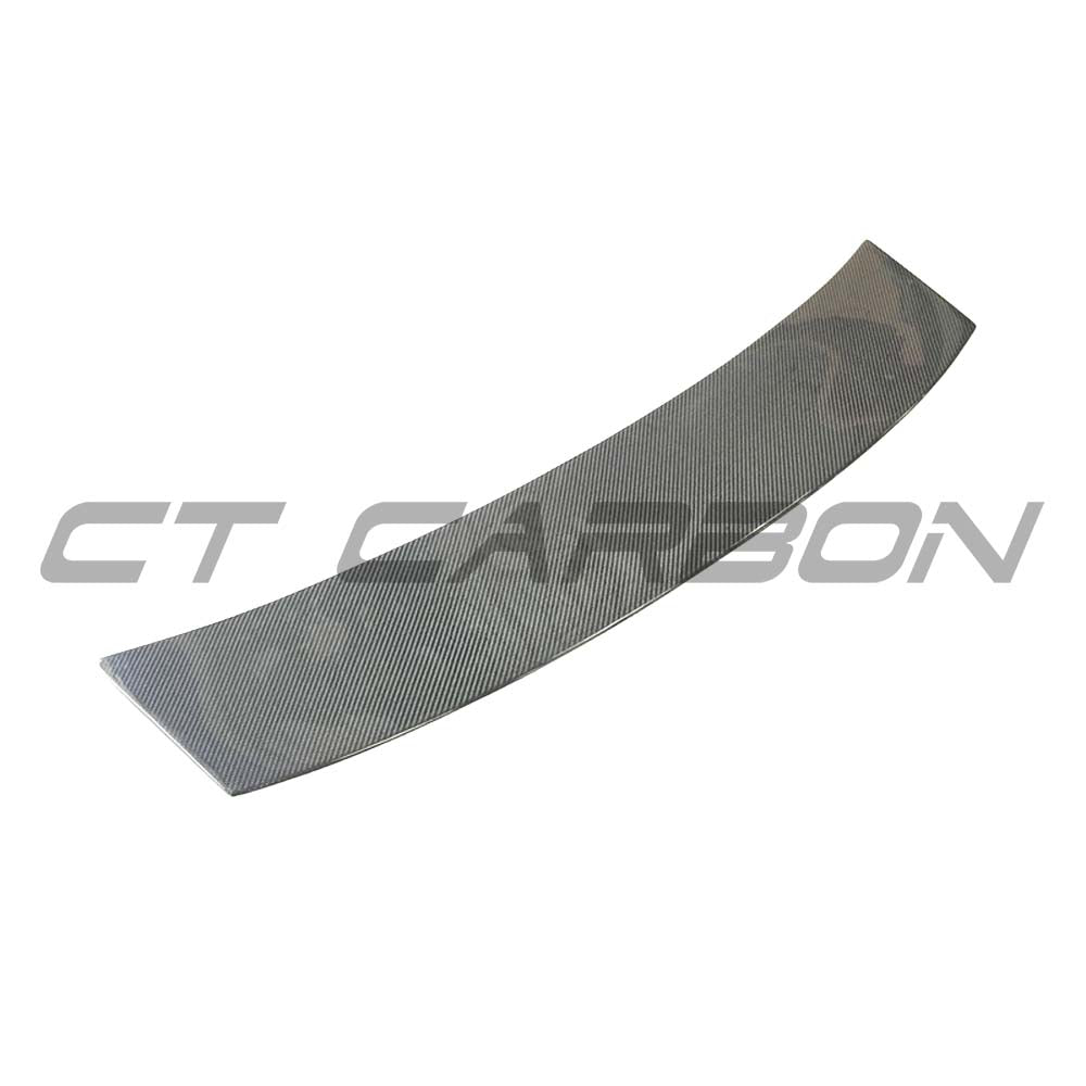 Carbon fiber spoiler for Audi TT/TTS MK3 by CT Carbon, showcasing sleek, aerodynamic design on a black car.