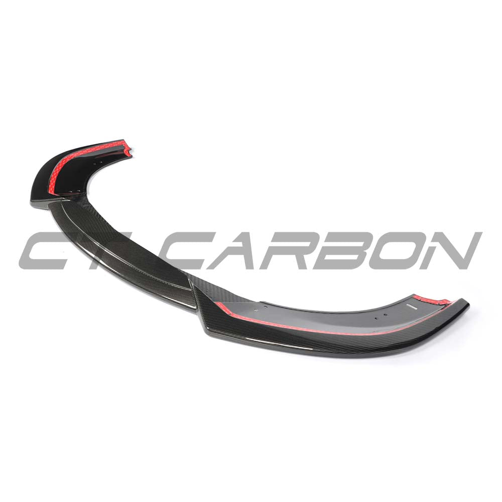 CT Carbon McLaren 750S 2023 carbon fiber splitter showing sleek, aerodynamic design for enhanced performance.