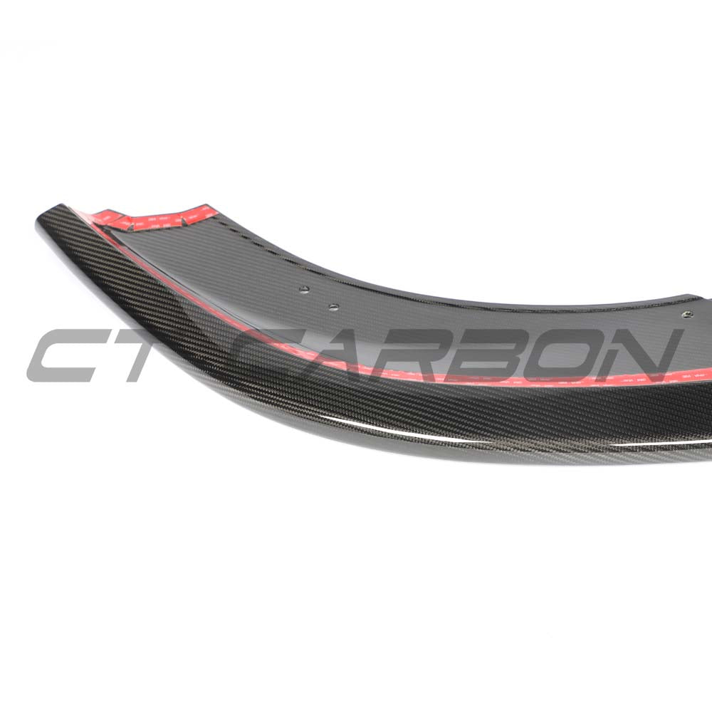 CT Carbon McLaren 750S 2023 carbon fibre splitter showing sleek design and precise fitment on the sports car.