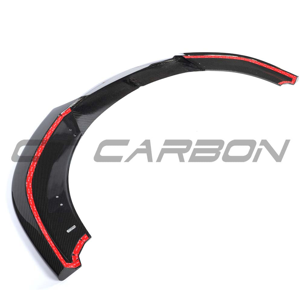 CT Carbon McLaren 750S 2023 carbon fibre splitter installed on the front of the sports car, showcasing sleek aerodynamic design.