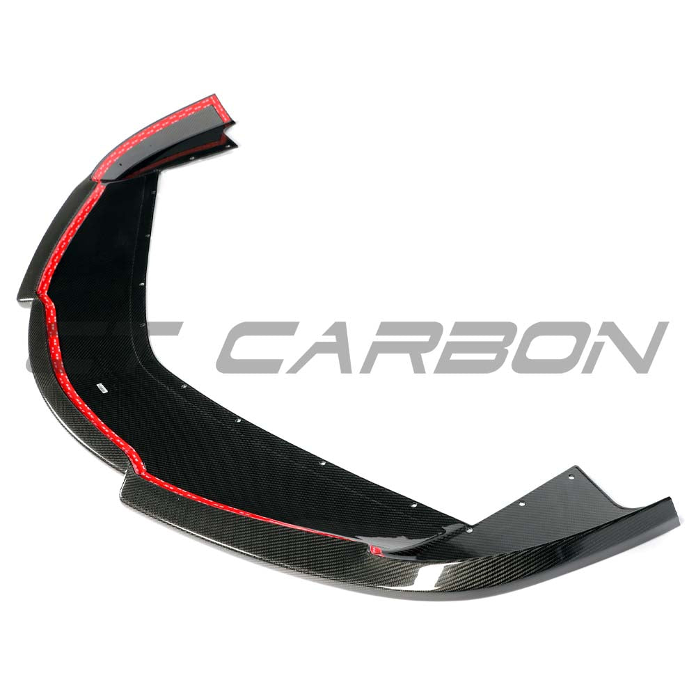 CT Carbon McLaren Artura 2023 carbon fibre splitter mounted on the front of the sports car.