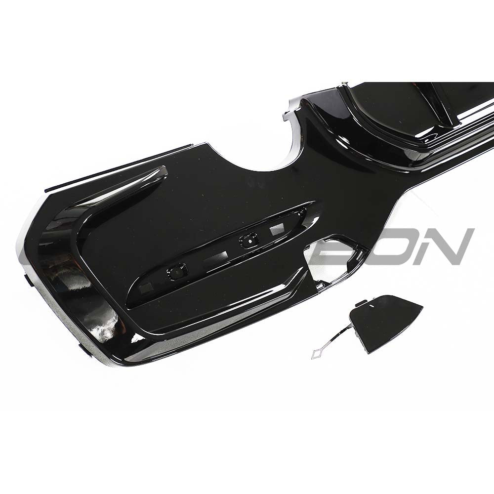 BMW F20/F21 1 Series LCI dual exit gloss black exhaust kit by CT Carbon, showing the sleek V3 design and finish.