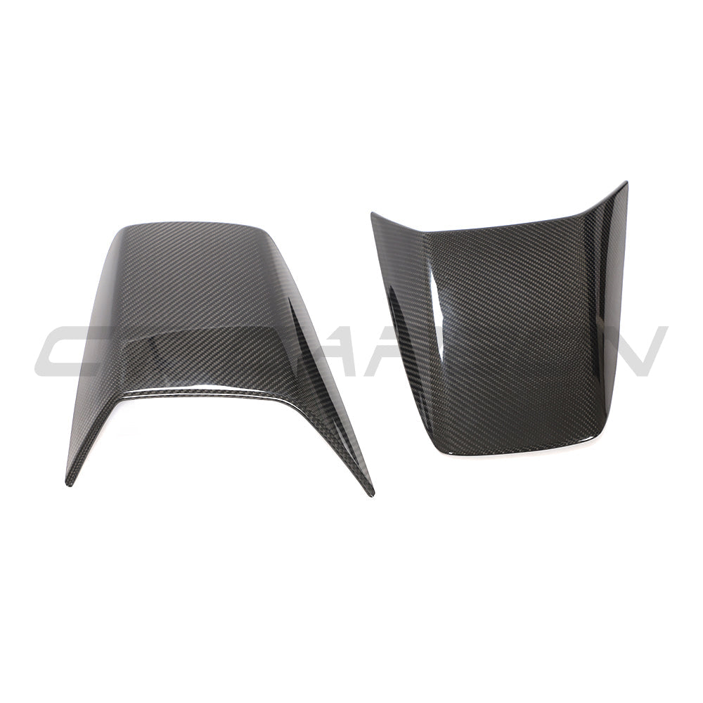 CT Carbon Porsche 911 991.2 GT3 2017-2021 carbon fibre rear scoop covers, close-up of sleek automotive accessory on car.