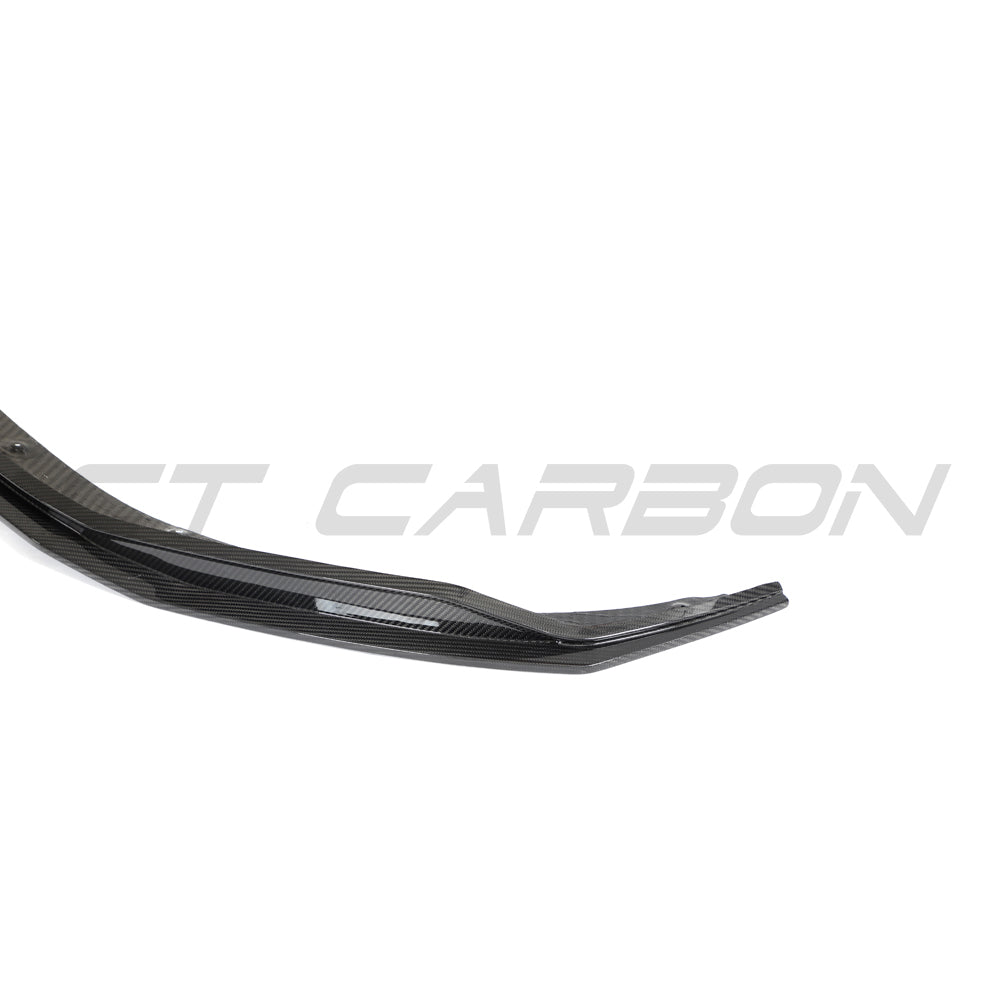 CT Carbon Audi R8 V10 Gen 2.5 carbon fibre splitter installed on the front of the sleek sports car.