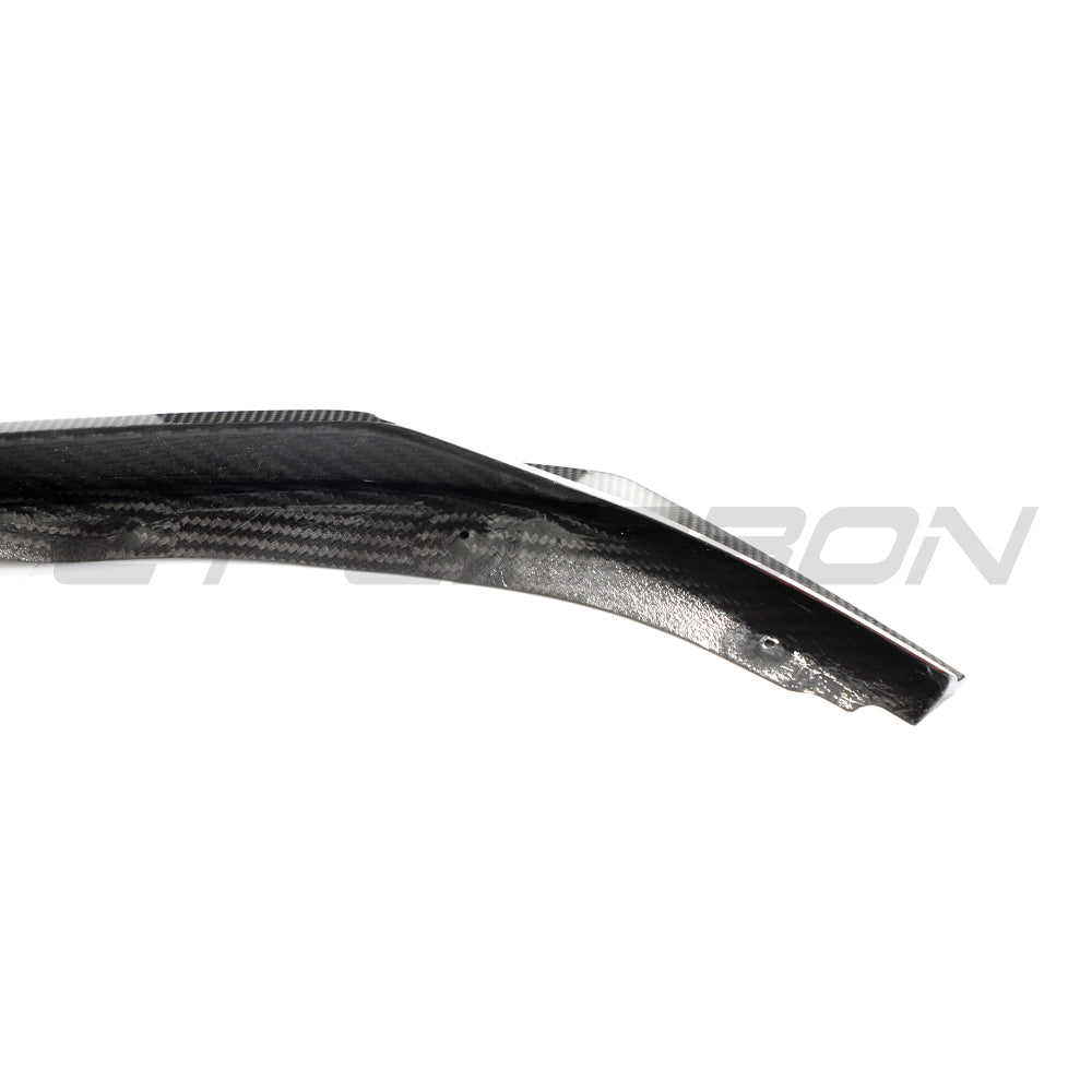 CT Carbon Audi R8 V10 Gen 2.5 carbon fibre splitter installed on the front of the sports car.