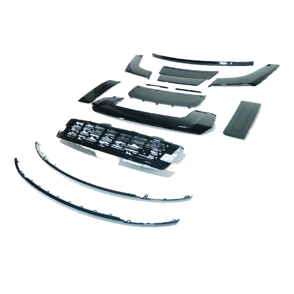 CT Carbon full black edition trim pack kit for Range Rover L460 2022+, showcasing sleek black exterior accents and detailed car styling.