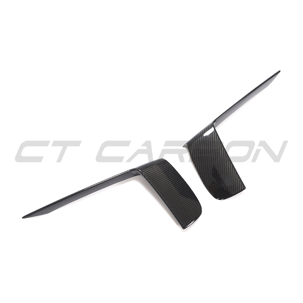 CT Carbon Porsche 911 991.2 GT3RS 2018-2020 carbon fiber front bumper trim covers, close-up of sleek aerodynamic accessories.